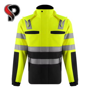 PPE เสื้อแจ็กเก็ตกันน้ำเคลือบฟลูออเรสเซนต์ PU สำหรับผู้ชายเสื้อคลุมกันฝนสะท้อนแสง - Product Image 5