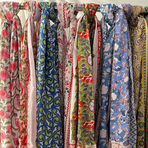 Handmade Cotton Shawl-Floral Block Print Jaipuri Unisex Summer Pareo Swim <b>Scarf</b> and Bikini Cover Assorted Lot for Women - Product Image 1