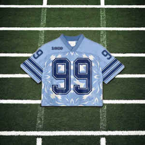 Maillot en maille surdimensionné imprimé personnalisé unisexe rétro football Boxy haut court maillot blanc football mode t-shirts - Product Image 2