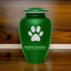 Urna de cremación de Metal verde con estampado de pata blanca para cenizas de mascotas, gato, perro, Animal, cenizas conmemorativas cremadas, tarro de urnas de Metal, urnas para mascotas de bajo precio - Product Image 2