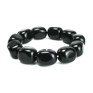High quality Indian black obsidian Tumbled Crystal <b>Bracelet</b> Natural Gemstone Jewelry <b>Men</b> and Women Gift Energy Meditation Bangle - Product Image 1