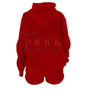 Ropa de calle Venta caliente 100% Sudaderas con capucha de algodón Conjunto corto Venta al por mayor Tallas grandes Precio bajo Mujeres Sudaderas con capucha Conjunto corto - Product Image 2