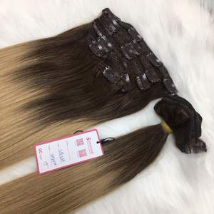 Mejor venta recto ombre 5pcs 7pcs humano 100% pelo real clip en extensiones de cabello brasileño de la armadura del pelo brasileño clip ins - Product Image 2
