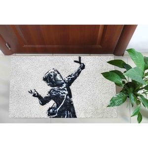 Tapis Banksy Girl : Décoration colorée pour loft, tapis imprimé adapté aux animaux domestiques, tapis doux non tissé - Product Image 1