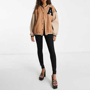 Trendy Women's Varsity <b>Jacket</b> Customizable Woolen Cotton Sleeves and Colors for Autumn Season Personalized Team Uniforms - Product Image 2