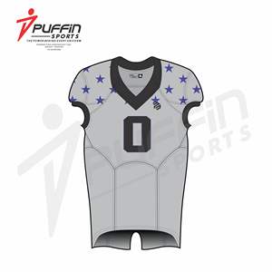 Maillot de football américain pour homme adulte PUFFIN SPORTS, personnalisable avec le nom de l'équipe, antibactérien, anti-UV, respirant, séchage rapide, 100% polyester - Product Image 2