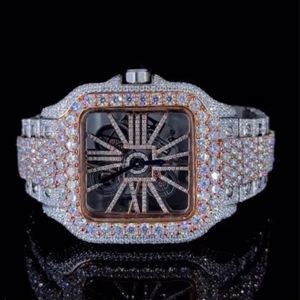 Meilleure vente Montre à diamant incolore unisexe de haute qualité Moissanite glacée caractéristique de la date automatique en acier inoxydable nouvelle vente en gros analogique - Product Image 1