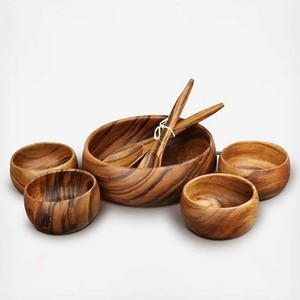Bol à salade en bois naturel poli fait main, design contemporain, cadeau d'entreprise écologique, vaisselle de service - Product Image 5