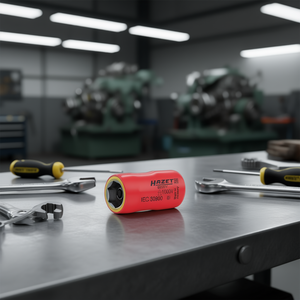 Hazet 6-Point Short Hexagonal Metric Square 3/8'' <b>Socket</b> with Traction Profile and 1000V Protective Insulation - Product Image 3