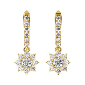 Boucles d'oreilles pendantes en plaqué or massif 10 carats à la mode vintage pierre de zircon CZ en forme de fleur pour toutes les occasions-cadeau de fête - Product Image 2
