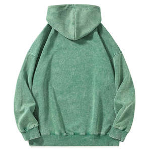 Sweat à capuche zippé délavé à l'acide vintage personnalisé pull surdimensionné avec poche en coton streetwear en polaire uni pour femmes - Product Image 2