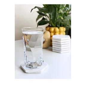 Posavasos de mármol para bebidas Juego de 6 piezas en soporte Posavasos de piedra blanca con forma hexagonal y tamaño personalizado - Product Image 4