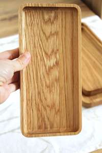 Bandeja de servicio decorativa rectangular artesanal de madera maciza auténtica Natural moderna para postres de frutas y uso de café - Product Image 4