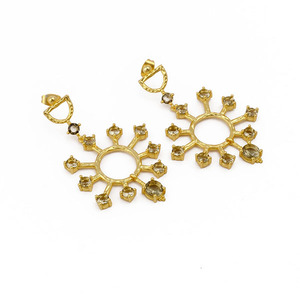 Exclusive Boho Fashionable Gold Plated Brass <b>Stud</b> Earring Handmade Women's Gemstone Jewelry for Trendy Anniversary Occasions - Product Image 2