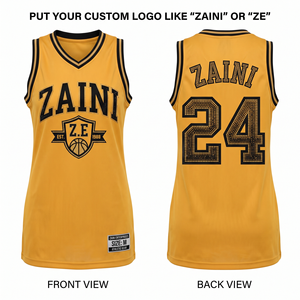 Maillot de basket-ball pour femme en maille polyester 160 GSM de qualité supérieure, jaune et noir, avec logo personnalisé par sublimation, uniforme d'équipe - Product Image 1