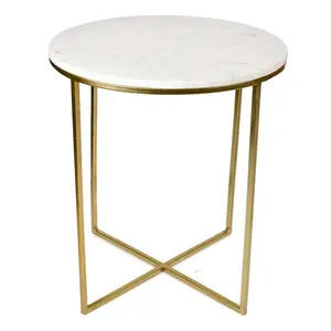 Dernière table basse en marbre cloisonné de forme ronde avec pieds en fer plaqué or Meubles de maison sur mesure Vaisselle de l'Inde - Product Image 1
