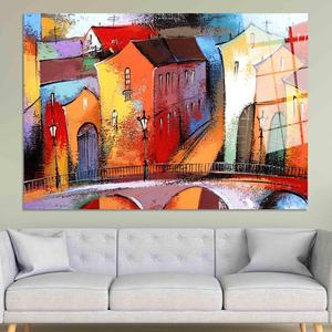 Lienzo Impreso: Obra de Arte Moderna con Vista de Ciudad en Estilo Vitral, ARTE EN VIDRIO TEMPLADO - Product Image 1