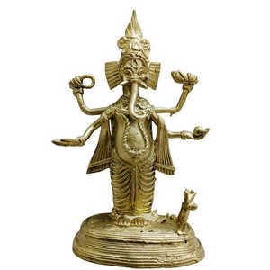 Artesanía Mukherjee, Escultura de Lujo Hecha a Mano de Ganesha Ganpati Bappa, Tamaño Mediano, Arte Dhokra de Latón, Decoración para el Hogar, Oficina y Sala de Estar - Product Image 2