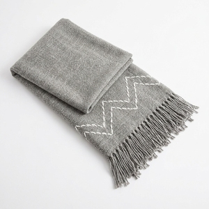 Zigzag Throw Grey Woven Soft Fabric Solid Long Lightweight Decorative Throw Blanket Home Textile Scarves <b>Shawls</b> Sofa Bed - Product Image 1