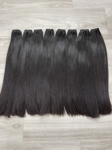 Extensión de cabello de trama negra natural recta de hueso brillante y cierre a juego con cabello vietnamita 100% - Product Image 3