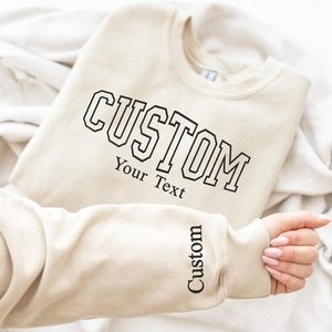 Sweat-shirt et sweat à capuche personnalisés Design brodé personnalisé pour hommes et femmes 100% coton motif solide - Product Image 1