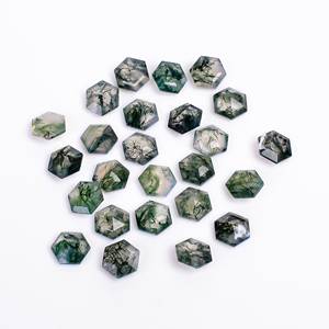 Agate mousse en forme d'hexagone Agate pierre précieuse en vrac pour la fabrication de bijoux cristal de guérison en vrac mousse hexagonale taille calibrée gemmes - Product Image 2