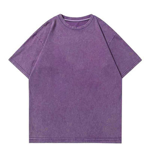 Camiseta de manga corta en blanco informal personalizada de peso pesado de alta calidad de gran tamaño 100% algodón Vintage lavado con ácido para hombres - Product Image 1