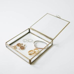 Large Designer Antique Finished Gold Metal <b>Glass</b> Jewelry <b>Box</b> Eco-friendly Customizable Craftsmanship DECO HOME Jewelry - Product Image 5