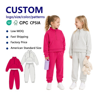 Conjunto de Sudadera para Niños al por Mayor, Fabricante OEM ODM, Color, Talla y Diseño Personalizados, Sudadera con Cierre de Cremallera, Pantalones Deportivos - Product Image 1