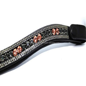 Créez votre propre bande de sourcils équipement de cheval de haute qualité bande de sourcil de cheval en cuir avec cristaux multicolores strass 5 rangées bling - Product Image 1