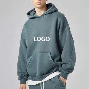 เสื้อฮู้ดเทอร์รี่โอเวอร์ไซส์450gsm สั่งปักโลโก้ด้วยแพ็กเก็ตเสื้อฮู้ดธรรมดา - Product Image 1