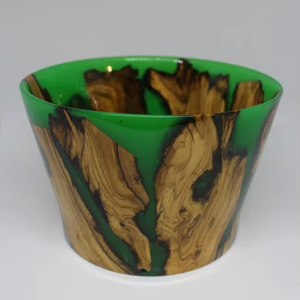 Cuenco de resina de madera rústica artesanal hecho a mano moderno centro de mesa elegante hogar cocina acento decorativo - Product Image 1