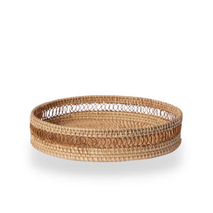 Plateau de service rond en rotin fait main de luxe, design rustique pour la nourriture et le petit-déjeuner par Vecraft Vietnam - Product Image 3