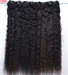 Vendor Aligned Natural Indian Human <b>Hair</b> <b>Extensions</b> Cheap Raw Virgin Cuticle Kinky Curly <b>Black</b> Color Loose Deep Wave Style - Product Image 3