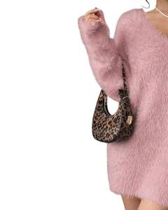 Vestido de Suéter de Punto Rosa Personalizado para Mujer, Cuello en V, Manga Larga, Felpa Suave, Cálido para Invierno, Moda, OEM, Venta al por Mayor, Hecho a Medida - Product Image 4