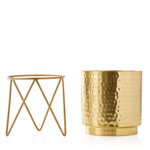 Pot de fleurs en métal doré avec support élégant, jardinière pour balcon, espace de vie, table, pot de fleurs d'intérieur, cadeau festif, décorations pour la maison - Product Image 5