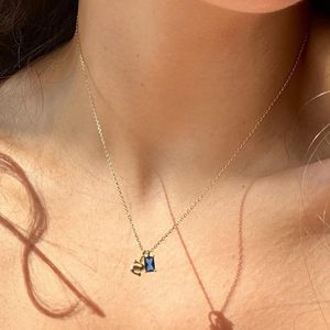 Collier de pierre de naissance initiale personnalisé en argent sterling 925 de style vintage avec cadeau de mariage en diamant pour les femmes ou la fête des mères - Product Image 5