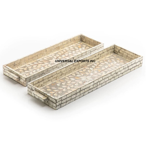 Juego rectangular de dos bandejas de madera para servir, bandeja de chocolate de diseñador de tamaño personalizado, plato de servicio decorativo de la mejor calidad - Product Image 3