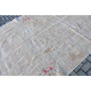 6.46x9.8 ft Turkish Large Rug, Gray <b>Red</b> Vintage Polka dot <b>Wool</b> Rug - Product Image 5