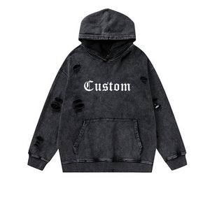 เสื้อฮู้ดพิมพ์ลายโลโก้แอซิดออกแบบได้ตามต้องการเสื้อมีฮู้ดสำหรับสตรีทแวร์โอเวอร์ไซส์ - Product Image 4