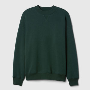 Sweat-shirt pour femme à col rond court noir avec logo personnalisé, épaules tombantes, poignets et ourlet côtelés, sweat-shirts pour femme, sweat-shirts de sport pour femme - Product Image 4