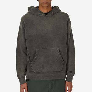 เสื้อมีฮู้ดของผู้ชายทรงโอเวอร์ไซส์ไซส์เสื้อสวมศีรษะเสื้อฮู้ดแบบคร็อปซักกรดวินเทจสำหรับผู้ชาย - Product Image 4