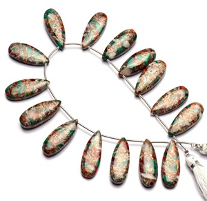 Mojave Natural cobre malaquita 24x10MM tamaño grande suave forma de pera Briolette Super calidad calibrado suelto turquesa Piedra cuenta - Product Image 1