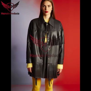 Chaqueta de cuero con cuentas y flecos occidentales de vaquera para mujer-Último diseño, cuero genuino de vaca fino de alta calidad - Product Image 3