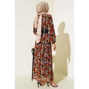 กระเบื้องเดรสชีฟองจีบมีเข็มขัด - Product Image 2