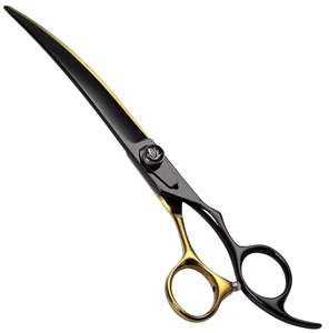 Ciseaux de toilettage pour animaux de compagnie professionnels de luxe portables en acier inoxydable avec lame incurvée tranchante - Product Image 1