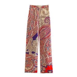 Impression florale multicolore braguette à glissière pleine longueur décontracté à la mode nouveauté grande taille Style populaire pantalon/pantalon pour femmes - Product Image 1