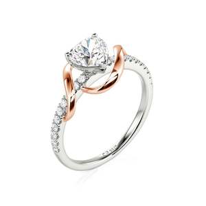 Bague de fiançailles Jeulia Amore Two Tone Twist personnalisée avec un cœur en diamant - Product Image 2
