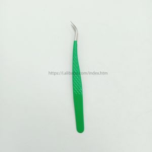 แหนบต่อขนตาสีเขียวแบบกำหนดเองแหนบต่อขนตาสแตนเลสฉลากส่วนตัว - Product Image 4