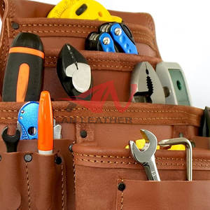 Sac à outils d'électricien en cuir épais moderne, construction durable pour les environnements de travail exigeants - Product Image 5